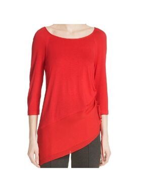 ST. JOHN Jersey & Silk Asymmetrical Top